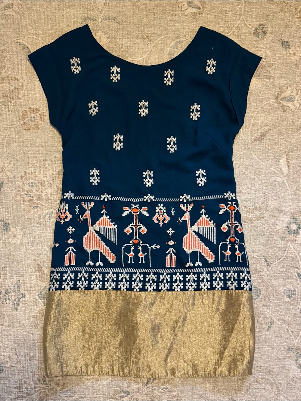 Anthropology Floreat Avian Myth Embroidered Shift Dress V Back Women's 0